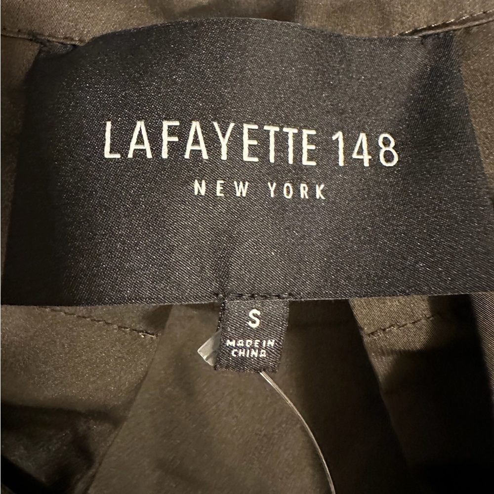 Lafayette 148 New York Olive Green A-Line 3/4 Sleeve Jacket Small Minimalist - Picture 5 of 8